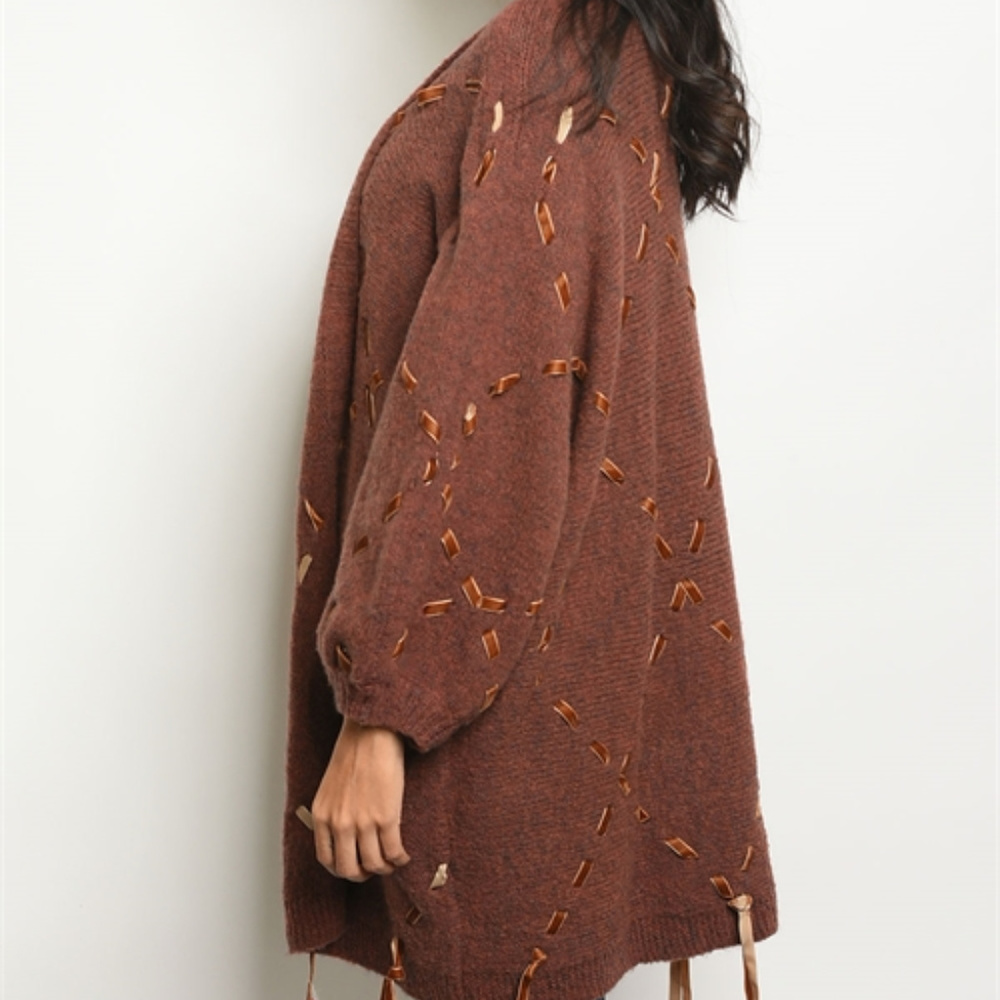 OPEN FRONT KNIT CARDIGAN - Picture 2 of 2